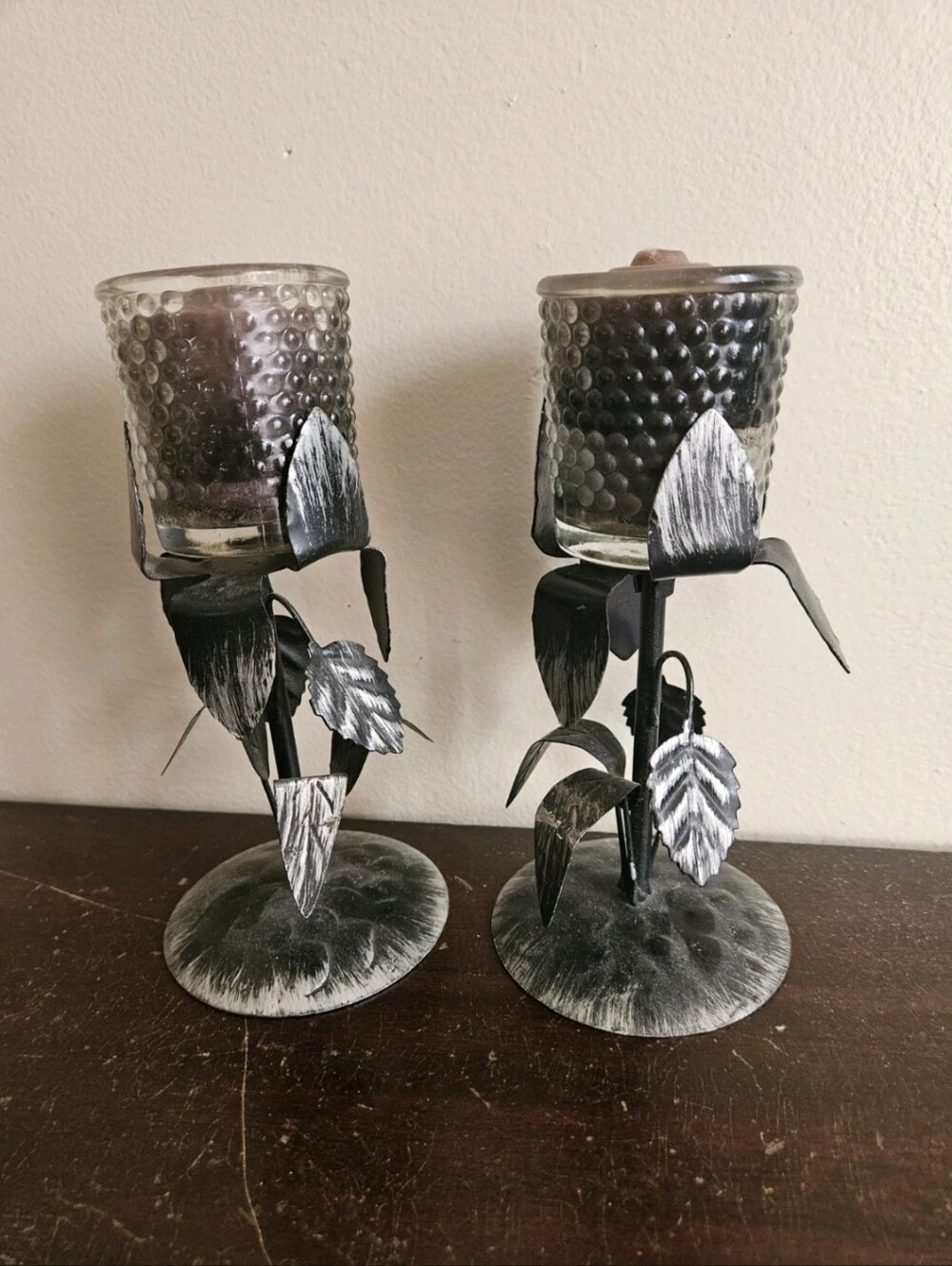 Mid-Century Good Art Inc Covina CA Black Silver Metal Votive Candle Holder Set